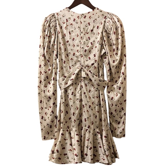 Rotate Shelly Dress Berry Stretch Satin Ruffle Flared Mini Sz 4 - Picture 3 of 12